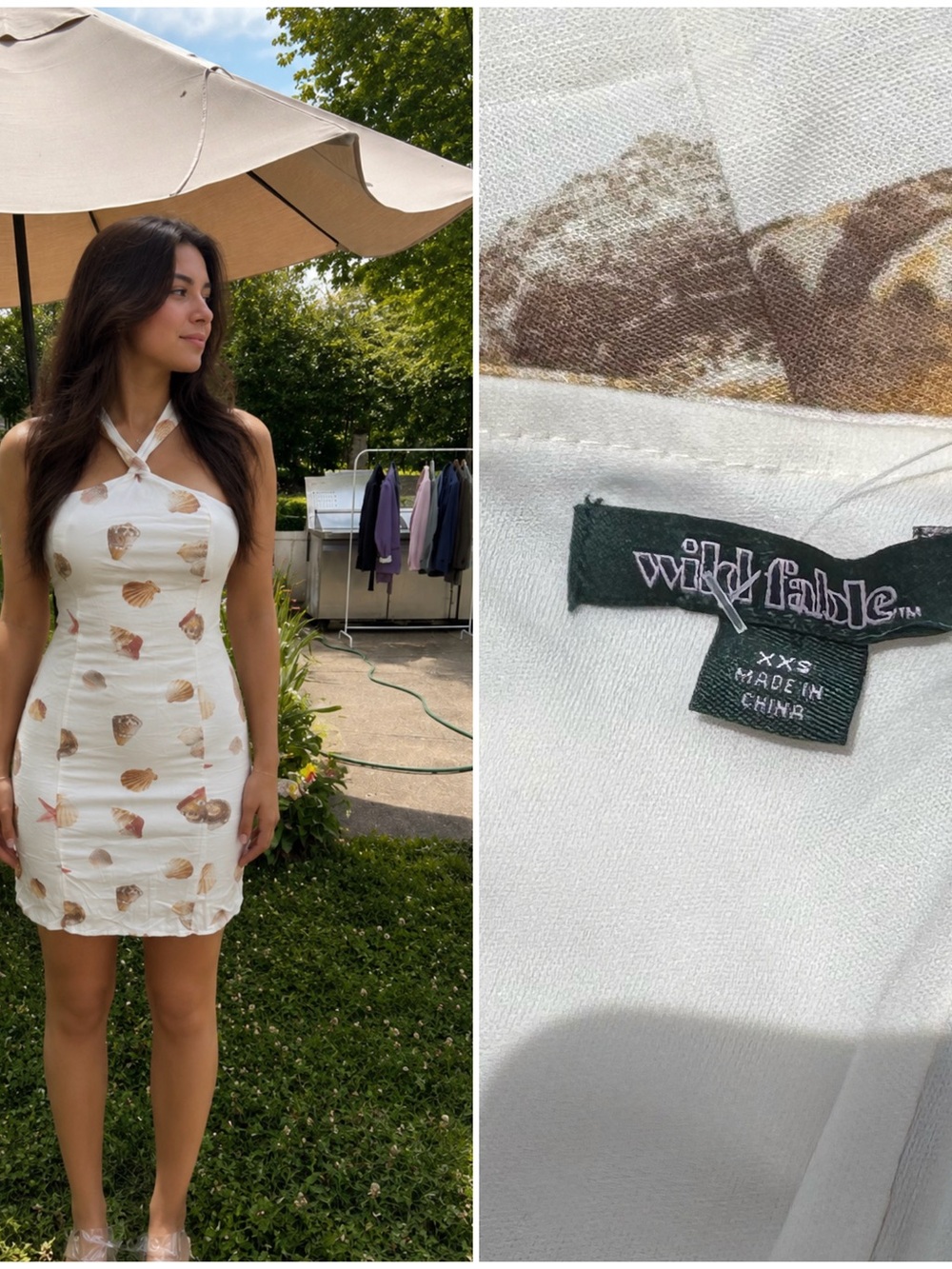 wild fable White Seashell Halter Mini Dress